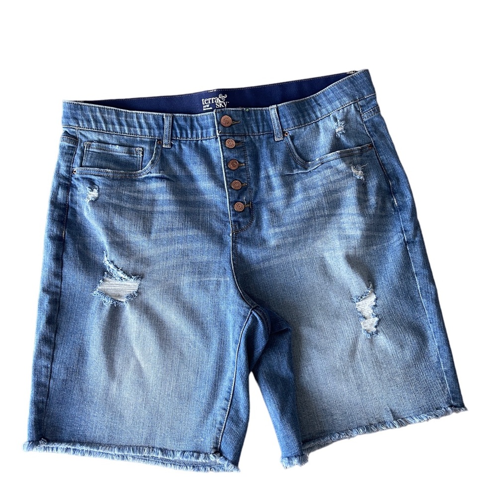 Terra & Sky Medium Wash Denim Jean Shorts 20W Plus
